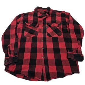 Five Brothers Flannel Shirt Mens Large Button Up Red Plaid Buffalo Heavy Work